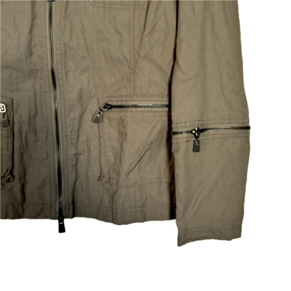 Utility Jacket by Cino Beige Waterproof Zipper Pockets & Sleeves Wm Sz L NWOT - Picture 12 of 12